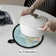 thumbnail image 3 of ZIATUBLES 2 PCS Pot Holders Heat Resistant with Soft Cotton-Like Lining Hot Pads Non-Slip Washable Grip for Kitchen Cooking Baking 8 Inch Round Counter Decor, Floral Pale Blue, 3 of 7