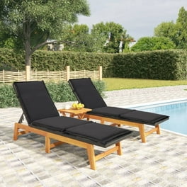 vidaXL Sun Lounger with Table and Cushion Solid Teak Wood Walmart