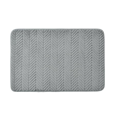 Hotel Style Plush Memory Foam Bath Mat, Gray, 18″ x 27″