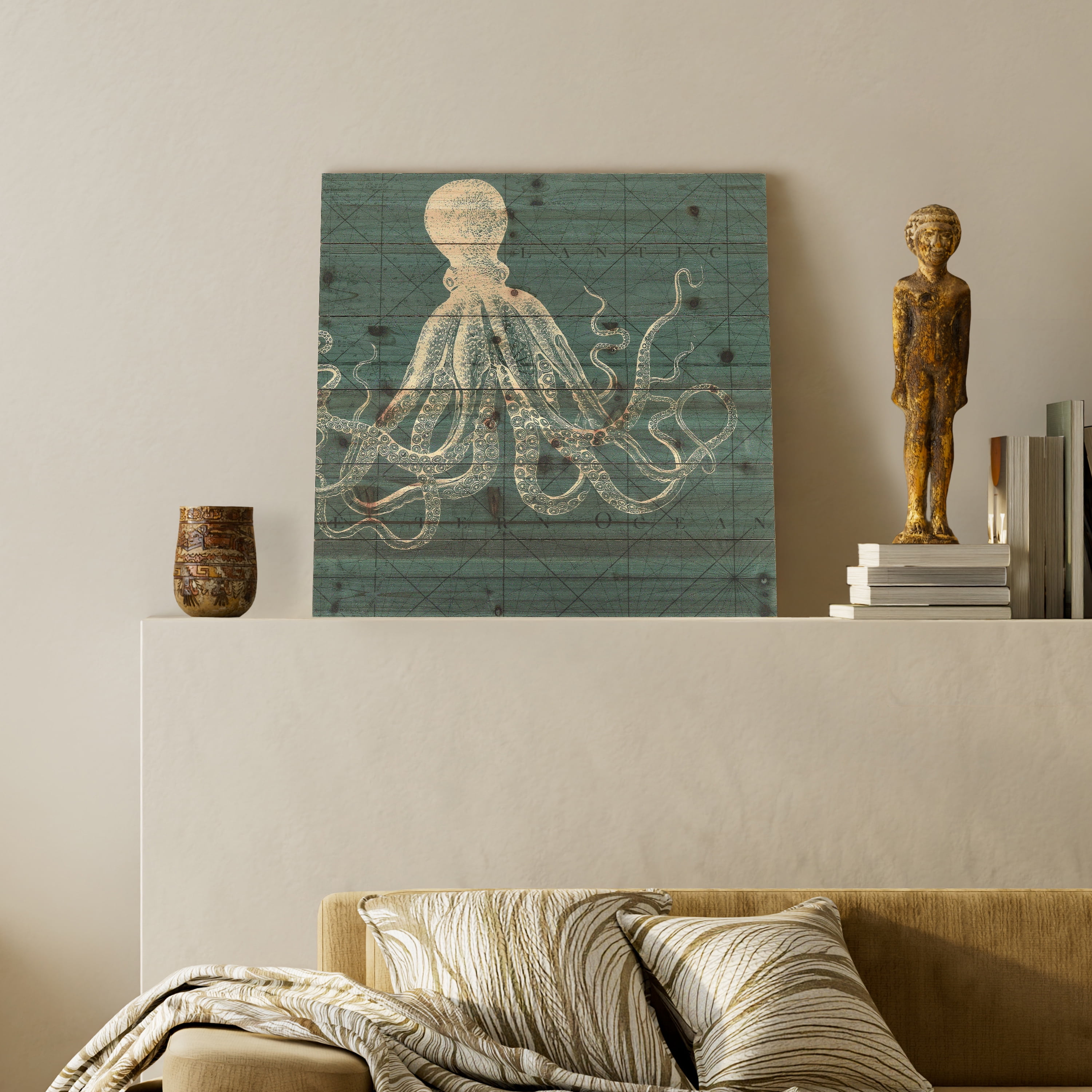 Empire Art Direct Coastal Menagerie B Print on Solid Wood Wall Art, 24" x 24", Ready to Hang