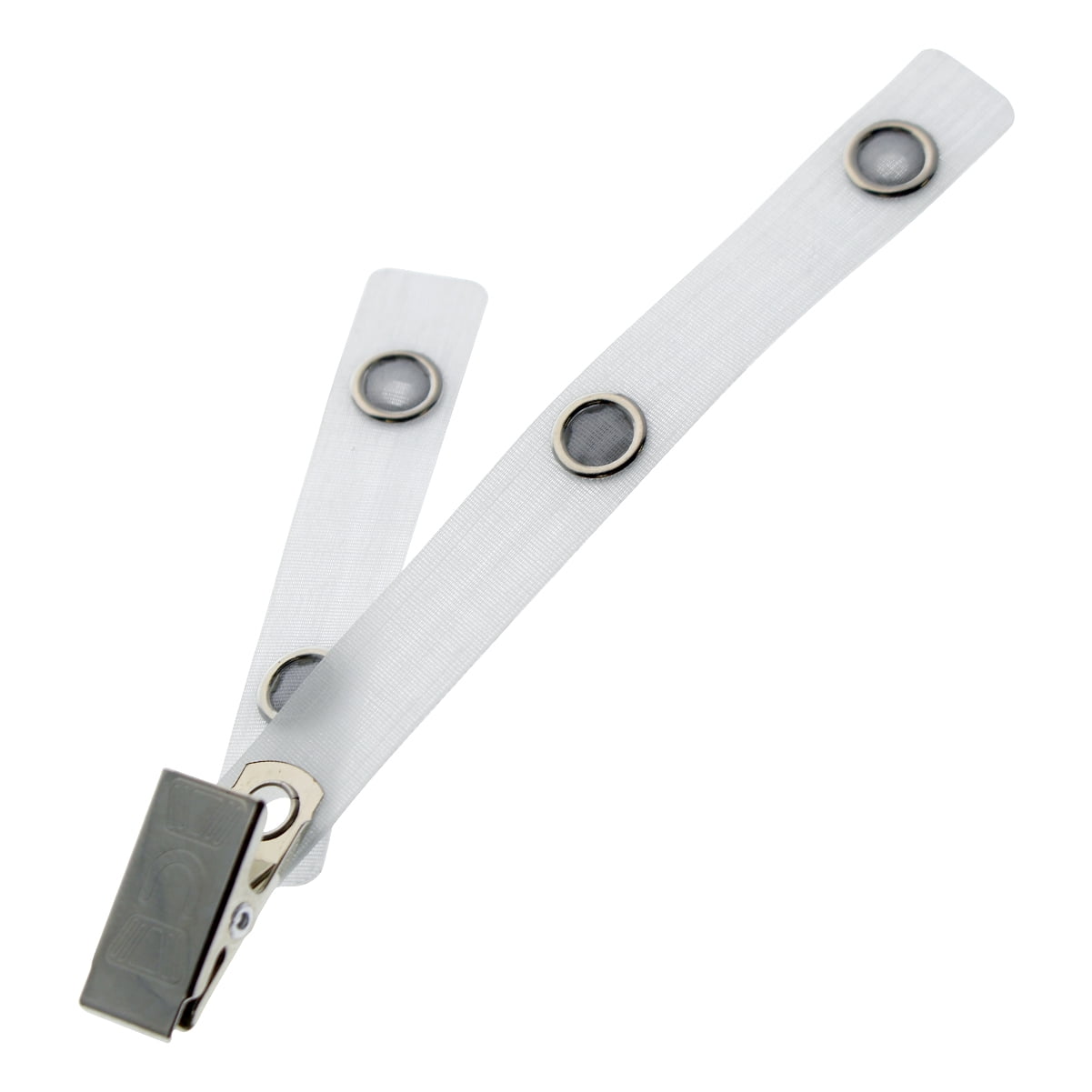 100-Pack Clear Badge Holder Straps - Vinyl With Snap & Eyelet For ID Cards, Key Rings, Lanyards