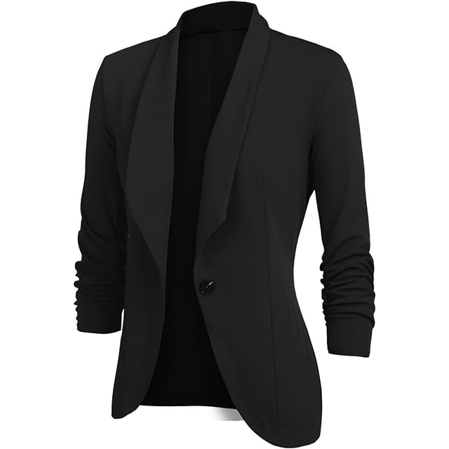 Blazer elegante deportivo largo para mujer, chaqueta de oficina de negocios con mangas 3/4