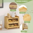 thumbnail image 3 of Double Layer Bread Box for Kitchen Countertop, Large Breadbox Bread with Windows, Wooden Farmhouse Bread Holder (Natural Bamboo), 3 of 14