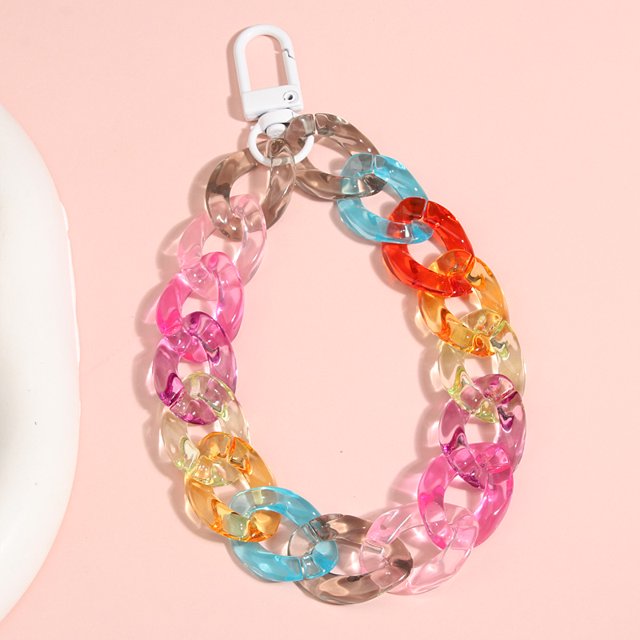 Acrylic Plastic Link Chain Keychain Macaron Color Handmade Key Ring For Girls Gifts Handbag Charms tzw