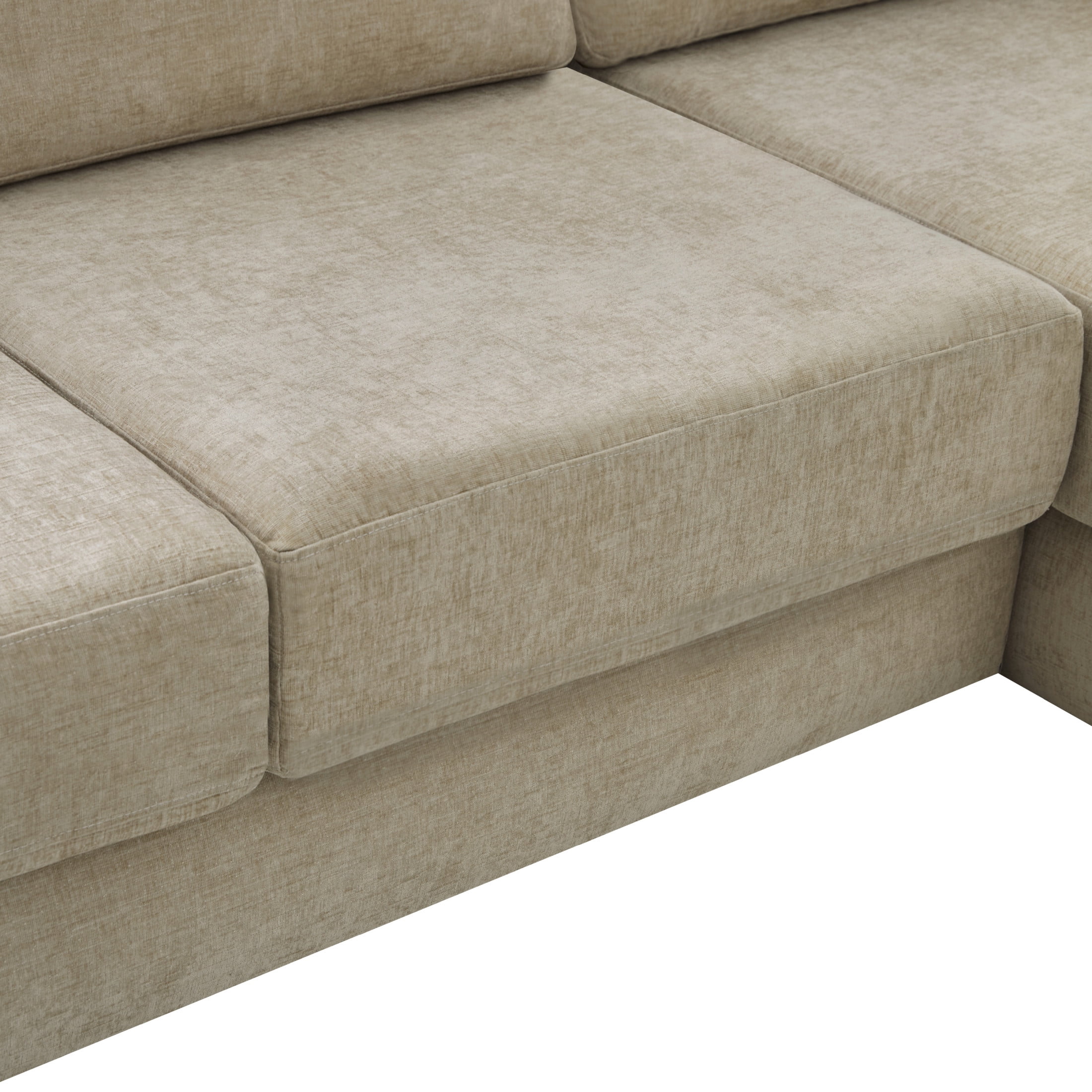 Christopher Knight Home 113" L-Shaped Modular Sectional Sofa with Double Layer Cushions, 4 Seats, Brown
