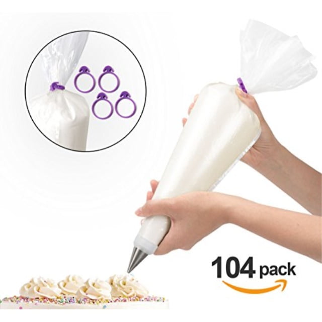 ilauke 100 Pack Pastry Bags Thickened 18inch Disposable Decorating Icing Piping Bags with 4