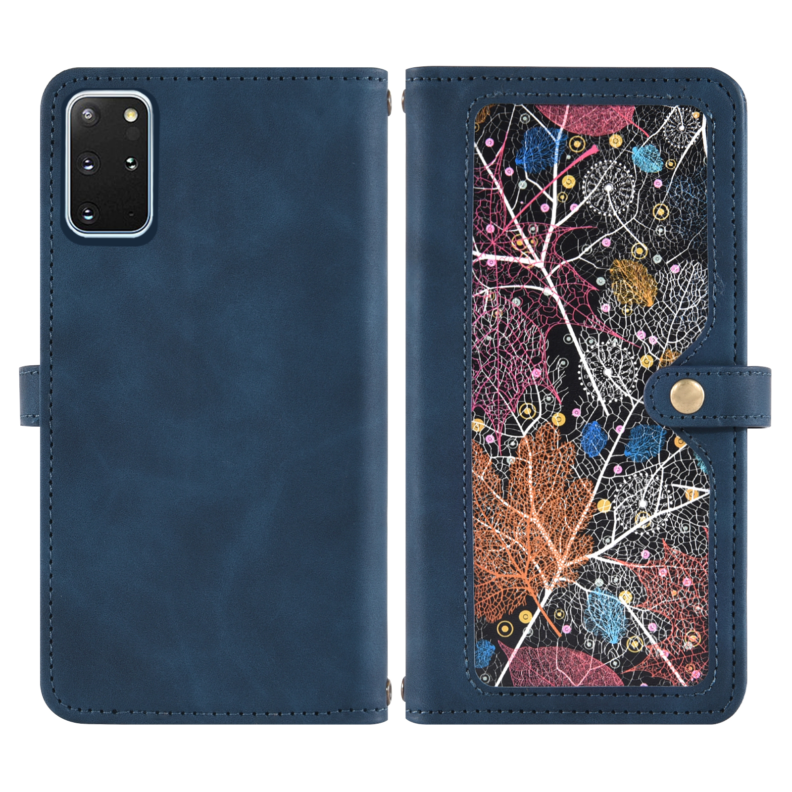 Asuwish Phone Case for Samsung Galaxy S20 Plus S20+ 5G Wallet Cover With Tempered Glass Screen Protector Wrist Strap Flip Pattern Zipper Card Holder Cell S20+5G S20plus 20S + S2O S 20 20+ G5 Men Blue