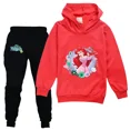 thumbnail image 3 of Ropa deportiva para niños de La Sirenita, trajes casuales con capucha para niñas, pantalones negros, traje para adolescentes, ropa de abrigo para niños, conjuntos para bebés, 3 of 5