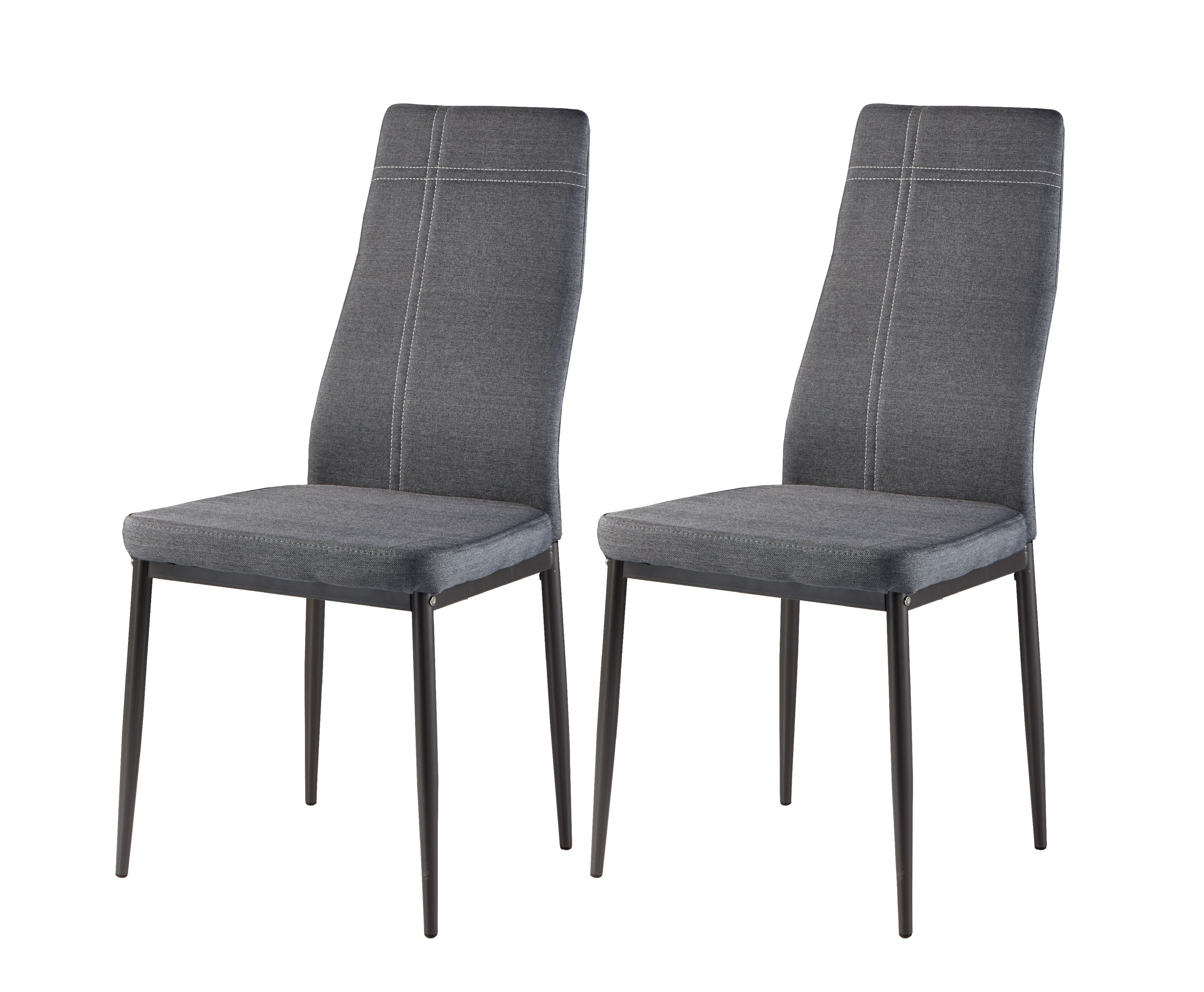 Bri Kitchen Dining Chairs, Gray Fabric & Metal Frame, Modern (Set Of