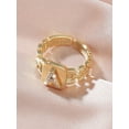 thumbnail image 2 of 1 anillo de aleación con letra A para mujer, abierto, de promesa, elegante y único, de compromiso, regalo de joyería., 2 of 4