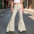 thumbnail image 2 of WhouRiu Girls Casual Flared Pants Fashion Graphic Rigid Waist Trousers With Pockets Kids Comfortable Cute Everyday Wear,13-14 Years, 2 of 5