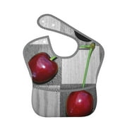 Bingfone Mess-Proof Baby Bib - Waterproof Bib For Baby Boy Or Girl With Food Catcher Pocket, Unisex-Cherries Laid