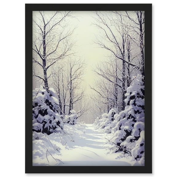 Snowed In Again Winter Tranquil Landscape Artwork Framed Wall Art Print A4