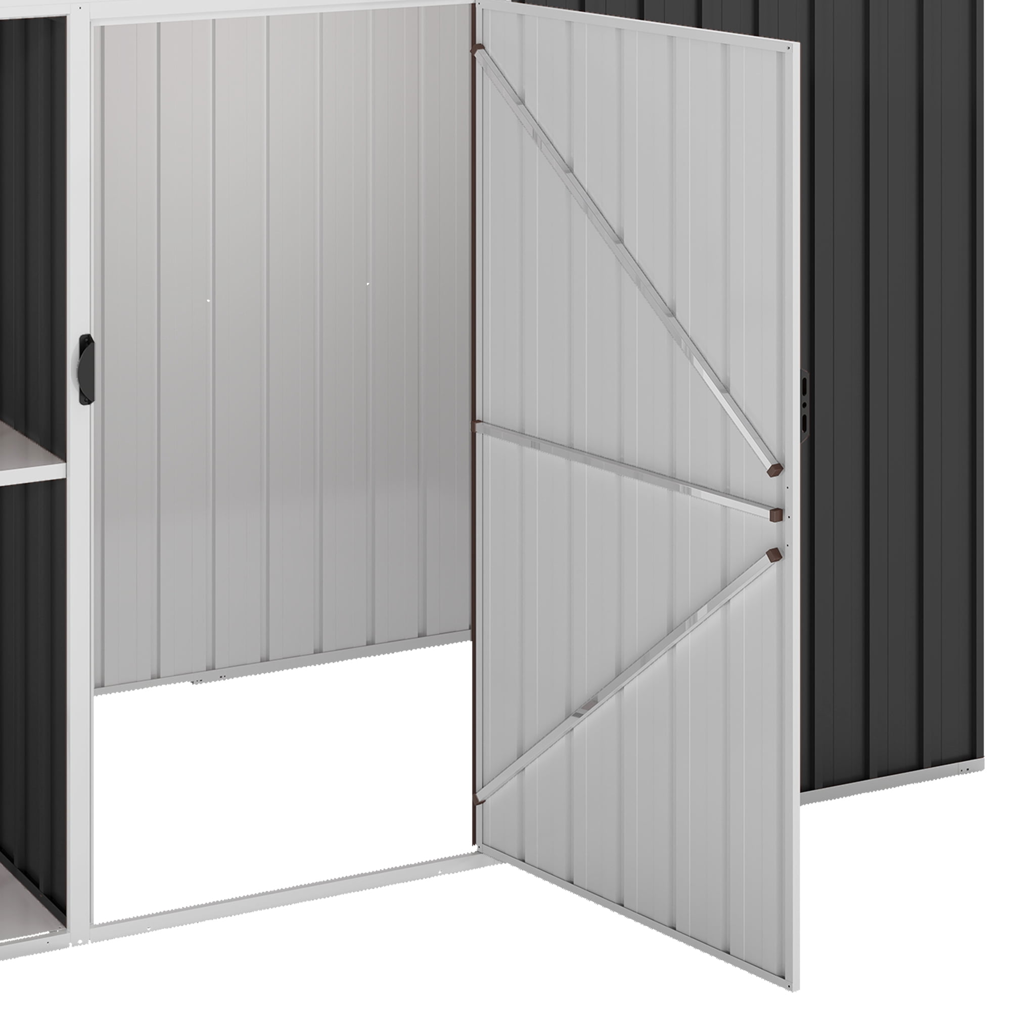 Uforic 8x4 FT Outdoor Metal Storage Shed with Shelves, Lockable Tool Cabinet for Garden (Black)