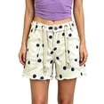 thumbnail image 6 of LEKWK Polka Dot Jean Shorts Womens High Waisted Drawstring Casual Denim Shorts Y2K Loose Fit Frayed Bottoms with Pockets Summer Beach Vacation Outfits, 6 of 7