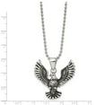thumbnail image 3 of Stainless Steel Antiqued and Polished Screaming Eagle Pendant on 22-Inch Ball Chain Necklace, 3 of 3