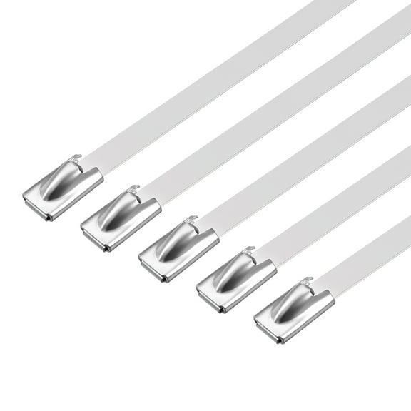 43-Inch Stainless Steel Cable Zip Ties 0.18 Inch Width Metal Exhaust Wrap 5pcs