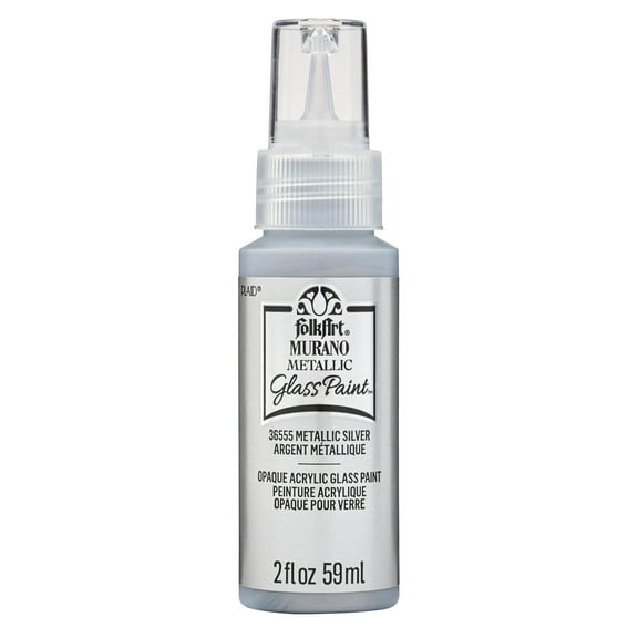 FolkArt Murano Metallic Acrylic Glass Paint, 2 fl oz, Metallic Silver