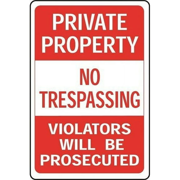 Hy-Ko Products HW-45 Private Property No Trespassing Violators Prosecuted Heavy Duty Aluminum Sign 12" x 18" Red/White, 1 Piece