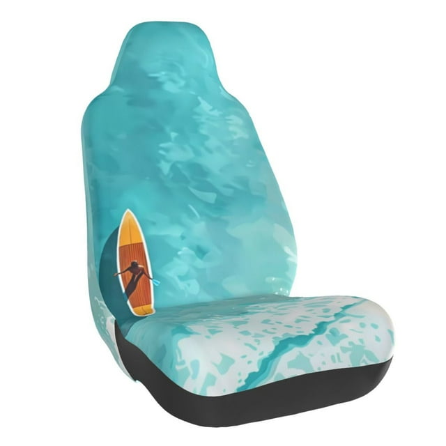 Wukai Tranquil Ocean Canoe Journey Full Set Car Seat Covers with Soft Padding Universal Auto Front Seats Protector and Cushion Mat
