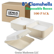 Disposable 8x8" Clamshell Take Out Food Containers- 100 pieces per Pack