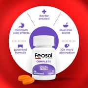 Feosol Complete Iron Supplement with Bifera, Supports Red Blood Cell Production and Reduces Side Effects, 30 Caplets