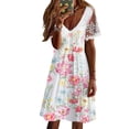 thumbnail image 6 of VKEKIEOWomens Dresses Clearance Under $5.00,Clearance Clothes Under $ 5.00,V-Neck Off the Shoulder Sleeveless Printed Pink L, 6 of 8