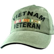 US Vietnam Veteran Logo Embroidered Hat - Green Adjustable Buckle Closure Cap