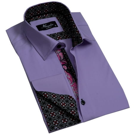 Amedeo Exclusive Solid Purple Mens Slim Fit French Cuff Dress Shirts ...