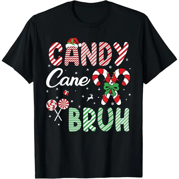 Funny Candy Cane Bruh Holiday Humor Kids Boys Winter Christmas T-Shirt up to size 5XL