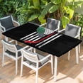 thumbnail image 2 of Black American Flag Table Cloths for 4 Foot Rectangle Tables, Vintage Red Hockey Star Strip Flag Patio Waterproof Elastic Fitted Tablecloths, Washable Rectangular Table Cover for Camping, 2 of 8
