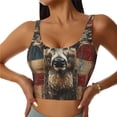thumbnail image 2 of Lsque American Flag Deer Art Printed Women'S Sports Bra, Compression, Moisture Wicking, High-Impact Sports Bra For Women,Supportive sports bra-Medium, 2 of 9