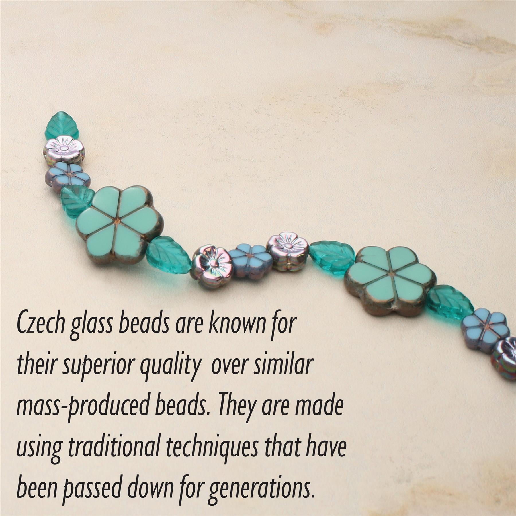 The Beadsmith Czech Glass Strands – Pressed & Table Cut Beads – 6 x 7-Inch Strands, 15 Beads Per Strand – Turquoise Santa Fe Mix – for Jewelry Making, Decorations & DIY Crafts