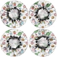 thumbnail image 2 of Shower Caps,White Cartoon Dinosaurs Unicorns Pattern Waterproof Shower Cap for Women 4 Pieces,Double Reusable Hair Cover for Shower PEVA Elastic Stretch Hem, 2 of 7