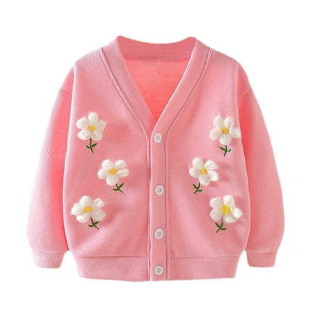 

Lovebay 1-4T Baby Girls Pom Pom Flower Cotton Knit Cardigan Coat Sweater