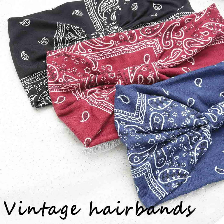 Boho Bandeau Headbands Wide Knot Hair Scarf Floral Printed Hair Band  Elastic Turban Thick Head Wrap Stretch Fabric Cotton Head Bands Thick  Fashion