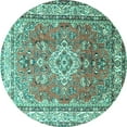 thumbnail image 1 of Ahgly Company Machine Washable Indoor Round Persian Turquoise Blue Traditional Area Rugs, 8' Round, 1 of 4