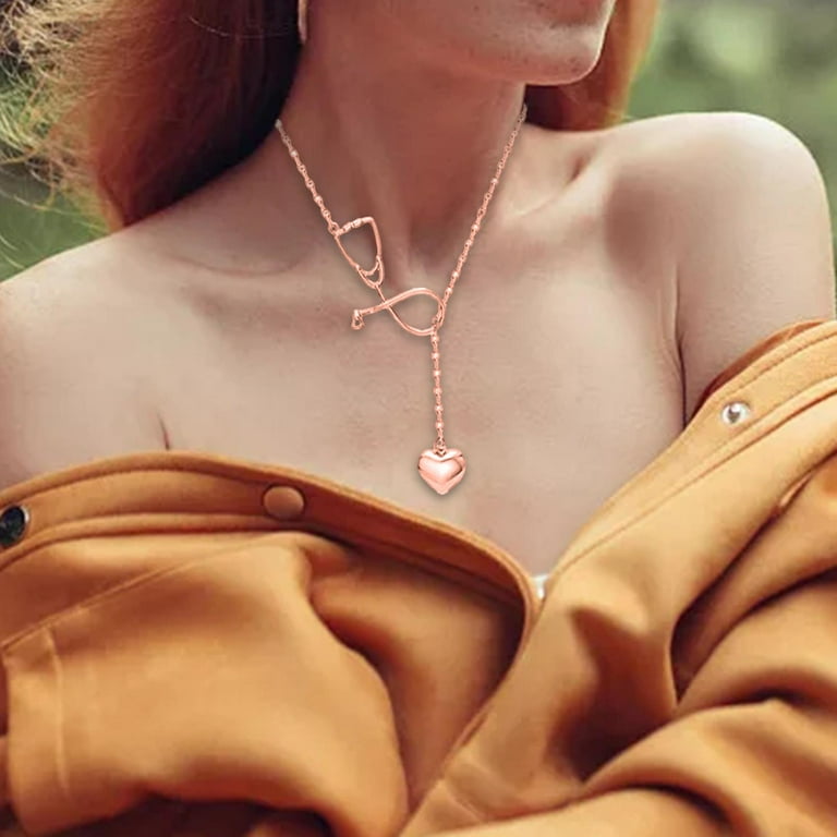 Rose gold nurse necklace deals