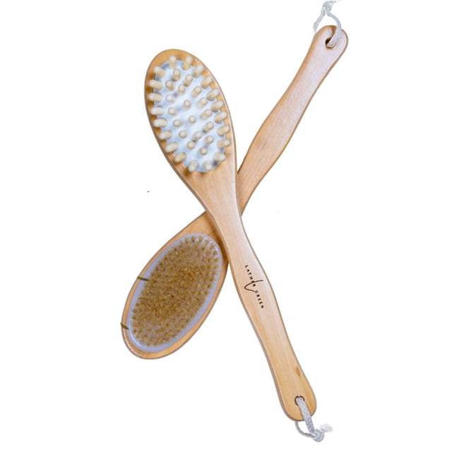Long Handle Bamboo Body & Back Exfoliating Brush, Custom Engraved Shower Brush by LatherGreen