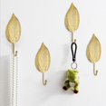 thumbnail image 2 of 4 Uds. Ganchos de hierro con hojas, ganchos decorativos para pared, ganchos modernos para colgar, ganchos dorados de una sola punta, ganchos resistentes para colgar llaves, 2 of 5