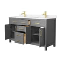 thumbnail image 3 of Wyndham Collection Beckett 60" Wood Double Bathroom Vanity in Dark Gray/Gold, 3 of 6