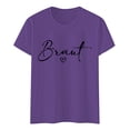 thumbnail image 4 of WEIWEN Braut T Shirts for Women Loose Fit Casual Crew Neck Tees Short Sleeve Tops Comfy Summer Clothes for Wedding Holiday Tshirts Purple, XXL, 4 of 4