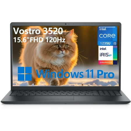 Dell Vostro 3520 3000 15 15.6" FHD 120Hz Business Laptop Computer, 12th Gen Intel 10-Core i5-1235U (Beat i7-1195G7), 16GB DDR4 RAM, 512GB PCIe SSD, 802.11ac WiFi, Bluetooth, Black, Windows 11 Pro