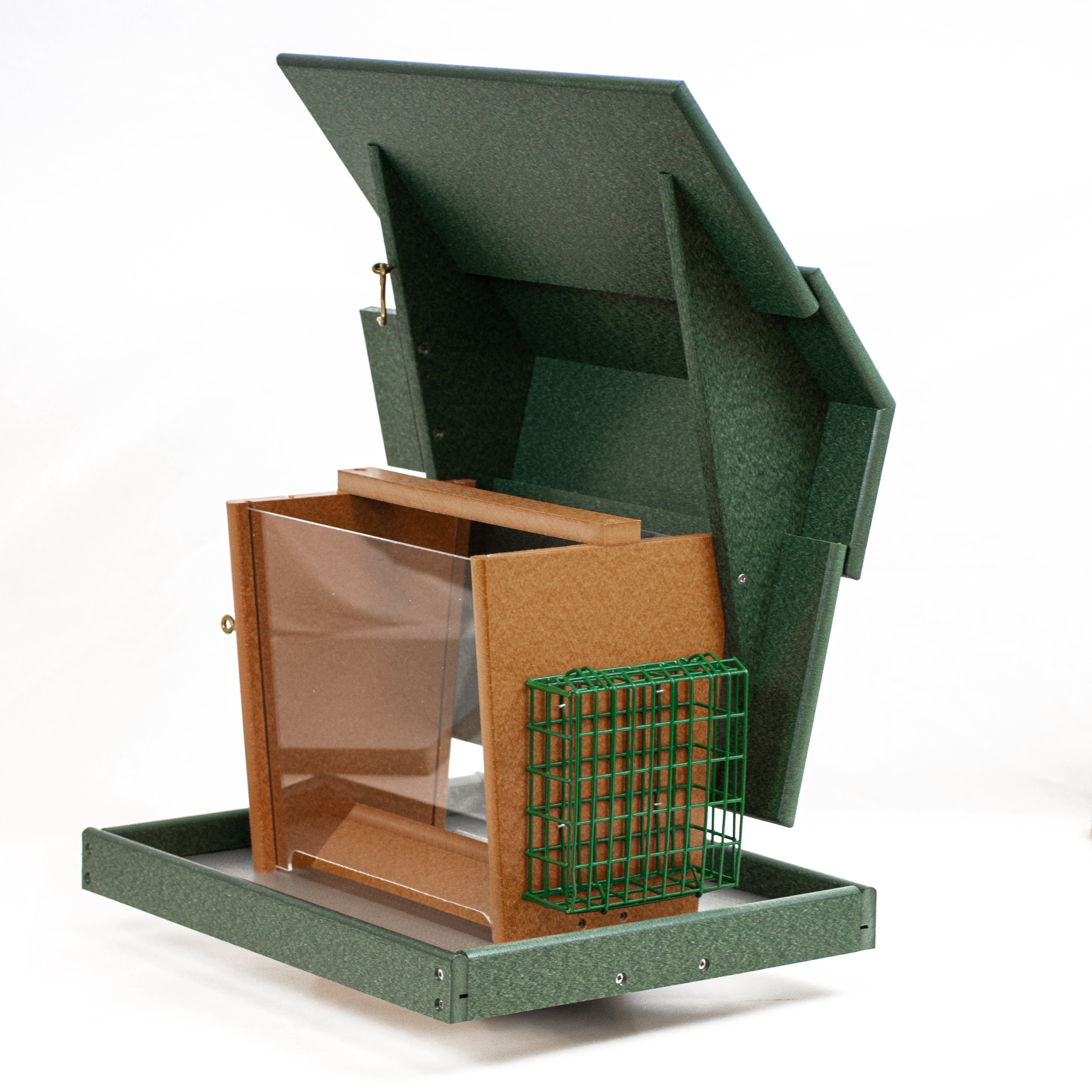Outdoor Leisure Products Model GM2-1TGC Classic Deluxe Bird Feeder Made with High Density Poly Resin finishe in Turf Green and Cedar
