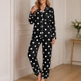 thumbnail image 7 of Blmnix Womens Sleepwear Bamboo Pajamas Button Up Pajamas Sleepwear Sets Sleepwear Straight-Leg Collared Long Sleeve Black Full Fall Pajamas Women,L, 7 of 7