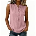 thumbnail image 6 of Alkepwun Tank Tops Women's 100%Cotton Sleeveless Round Neck Halft Button-Down Solid Color Loose Tank Lightweight Breathable Casual Loose Daily Vacation Shirts, 6 of 9