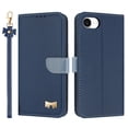 thumbnail image 2 of Compatible with iPhone 16e Crossbody Wallet Case,RFID Blocking Card Holder Slots Soft PU Leather+Inner TPU Magnetic Closure Shoulder Strap& Wrist Strap Bow Design Phone Case,Darkblue, 2 of 12