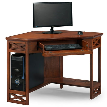 Leick Home Oak Corner Computer Writing Desk Leick Home Oak Corner Computer Writing Desk