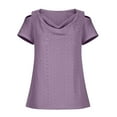 thumbnail image 5 of HAPIMO Women's Trendy Loose Pullover Clearance Casual Relaxed Workout Blouses Solid Color V Neck Shirts for Teen Girls Summer Tees Cold Shoulder Sleeve Purple L, 5 of 6