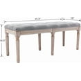 thumbnail image 7 of Kmax 45" Upholstered Dining Room Bench, Rustic Living Room Ottoman Bench with Carved Pattern & Rustic White Brushed Rubber Wood Legs, Gray, 7 of 7